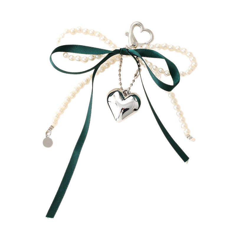 Trendy Creative Heart Ribbon Bowknot Charm Keychain Delicate Key Ring Pendant Exquisite Backpack Decoration Accessories Gifts