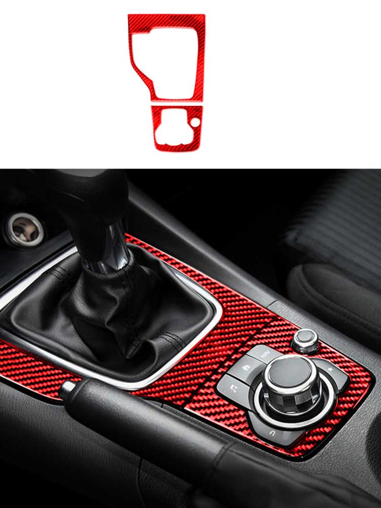 Carbon Fiber Car Center Control Gear Panel Trim Sticker For Mazda 3 Axela 2013-2016 Car Interior Accessories