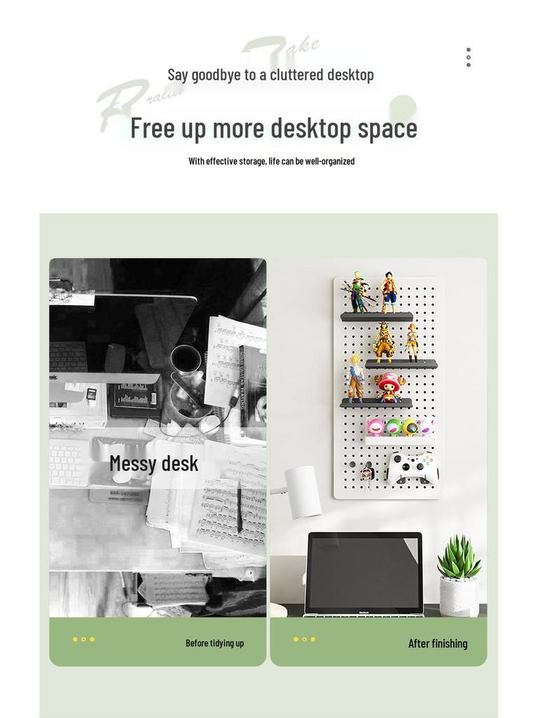 Esports Gaming Desk with Pegboard Wall Organizer and Equipment Rack