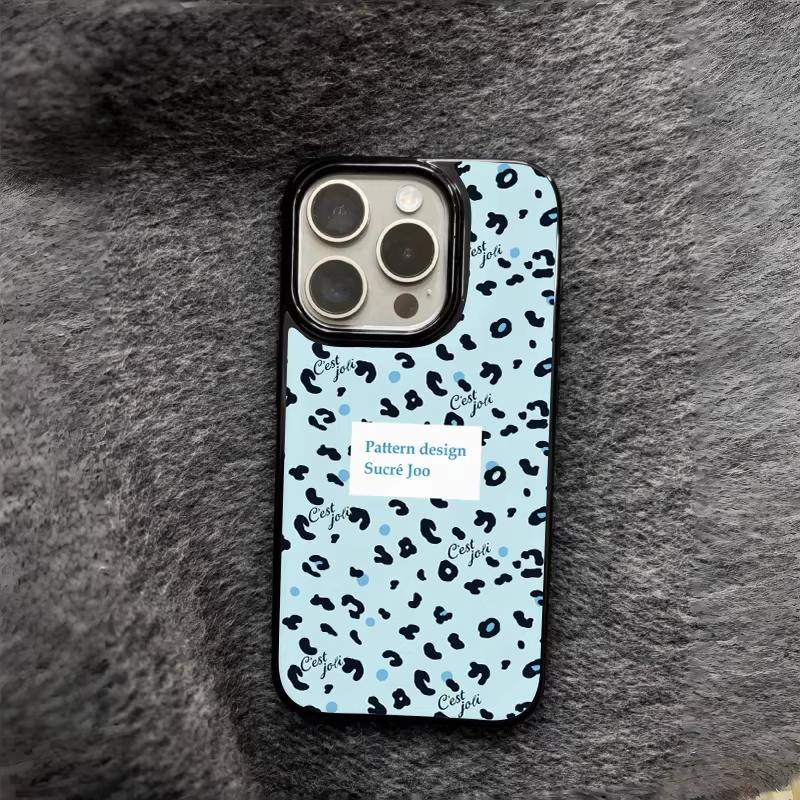 

Korean INS Milk Cream Leopard Print Blue Phone Case For iPhone 17 AIR 16 15 14 13 12 11 PRO MAX XR XSMAX MINI 7 8 PLUS Y2K Cover iPhone 13 Pro