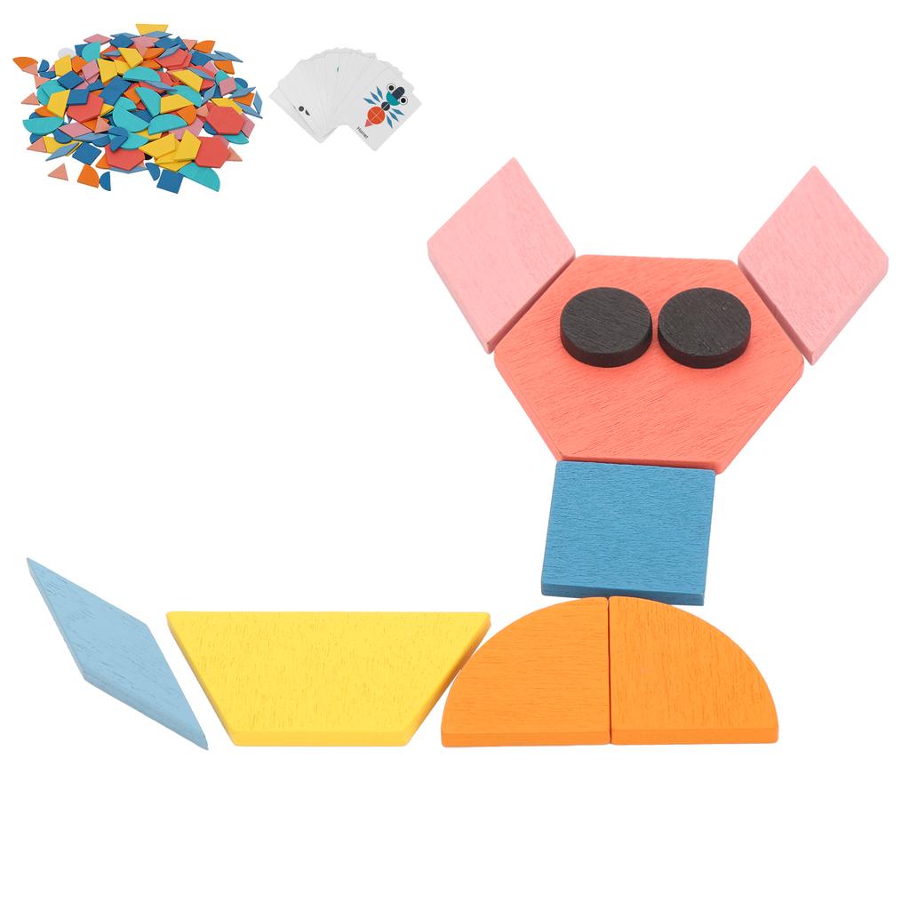 Wooden Pattern Blocks Set Geometric Shape Puzzle Educational Jigsaw Puzzle ToyJigsaw Puzzle Toy