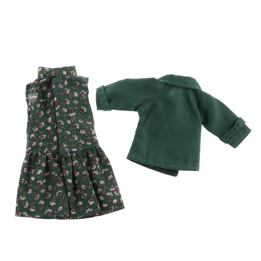 Fashion Floral Sleeveless Dress & PU Leather Boots Shoes for 12'' Doll Costume ACCS