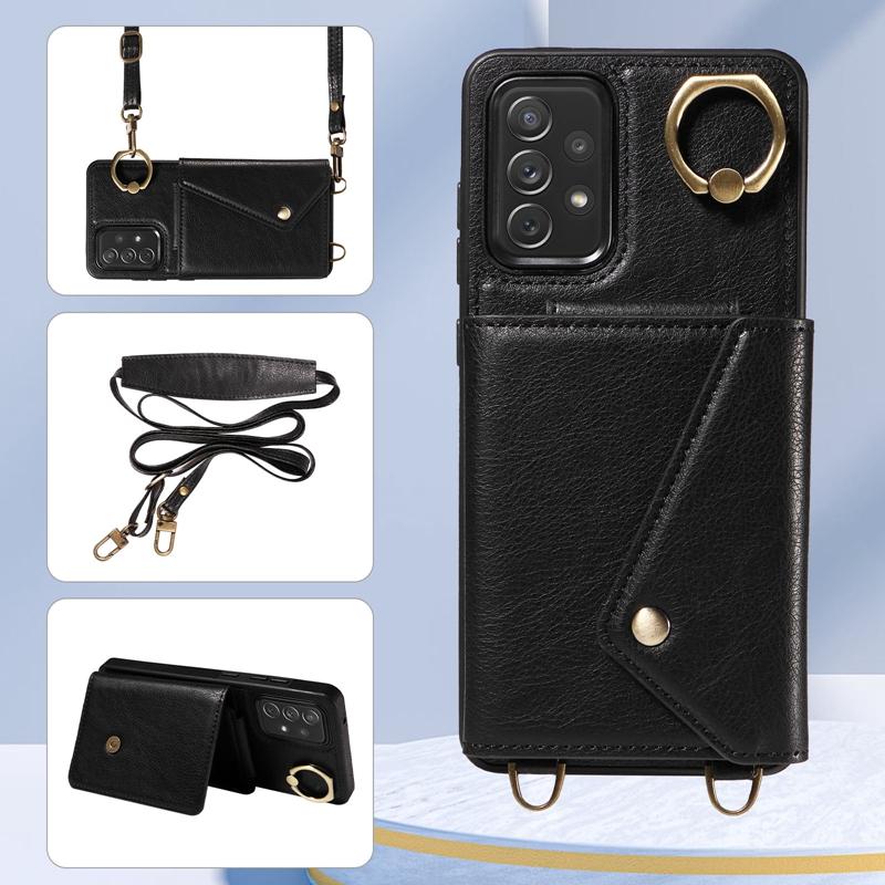 Luxury Flip Wallet Leather Case for Samsung Galaxy A12 A13 A14 A15 A22 A32 A52 A72 Phone Cover with Ring Holder