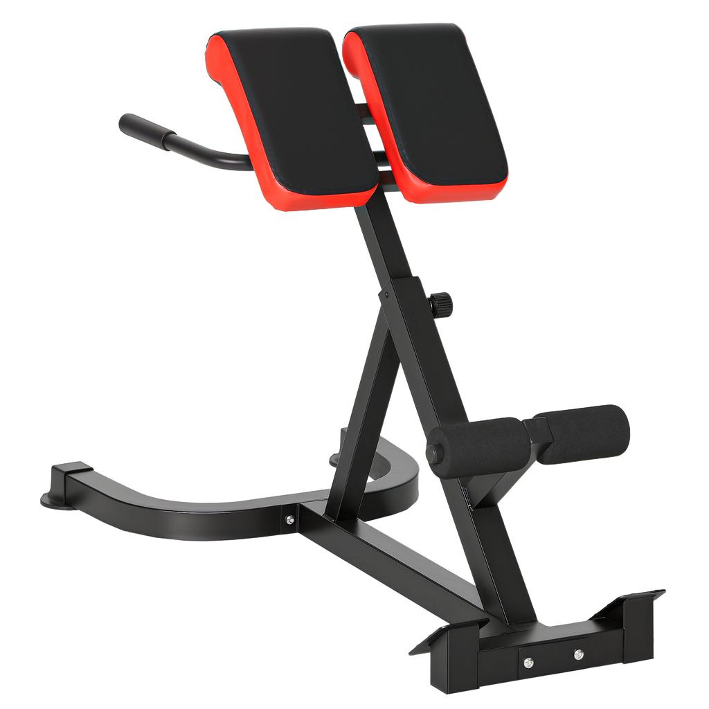 45-Degree Hyperextension Roman Chair, 5-Level Adjustable Back Extension Bench, Heavy-Duty Home Gym Equipment, Red