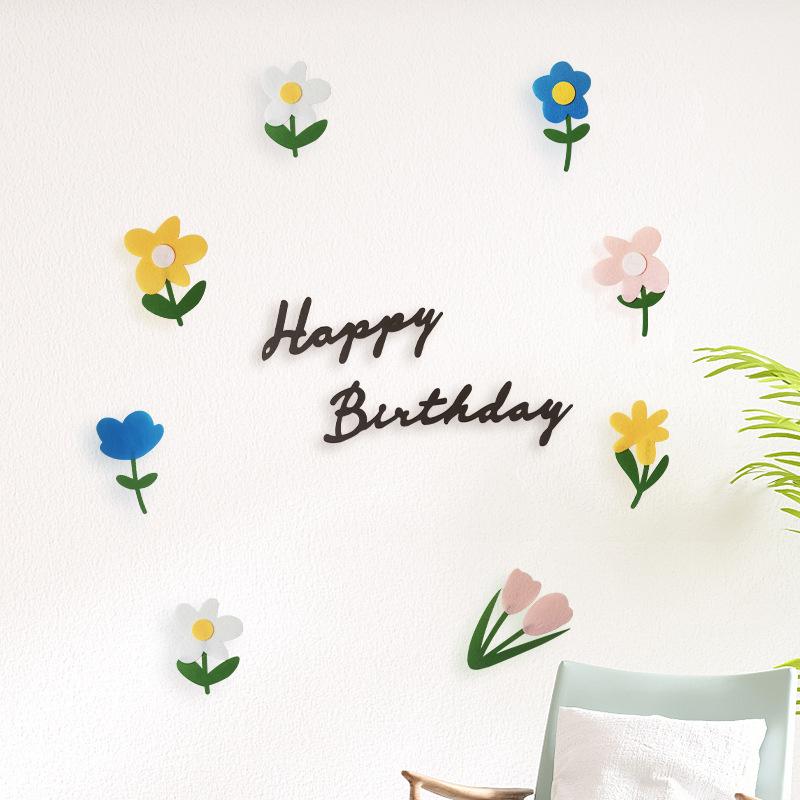Filz Süße Blume Wandaufkleber Kindergeburtstagsparty Klassenzimmer Dekoration Hintergrund Requisiten