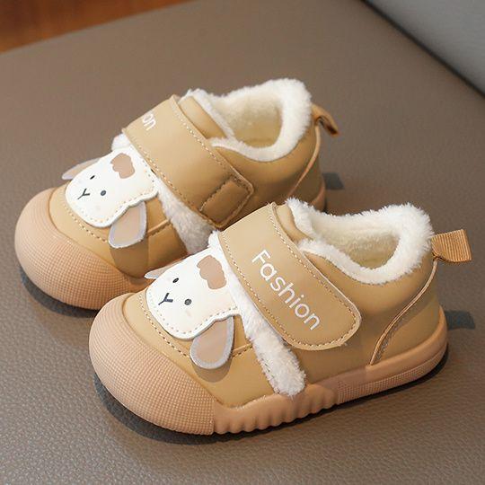 

2024 autumn and winter new style leather plus velvet warm cute baby shoes 15 синий