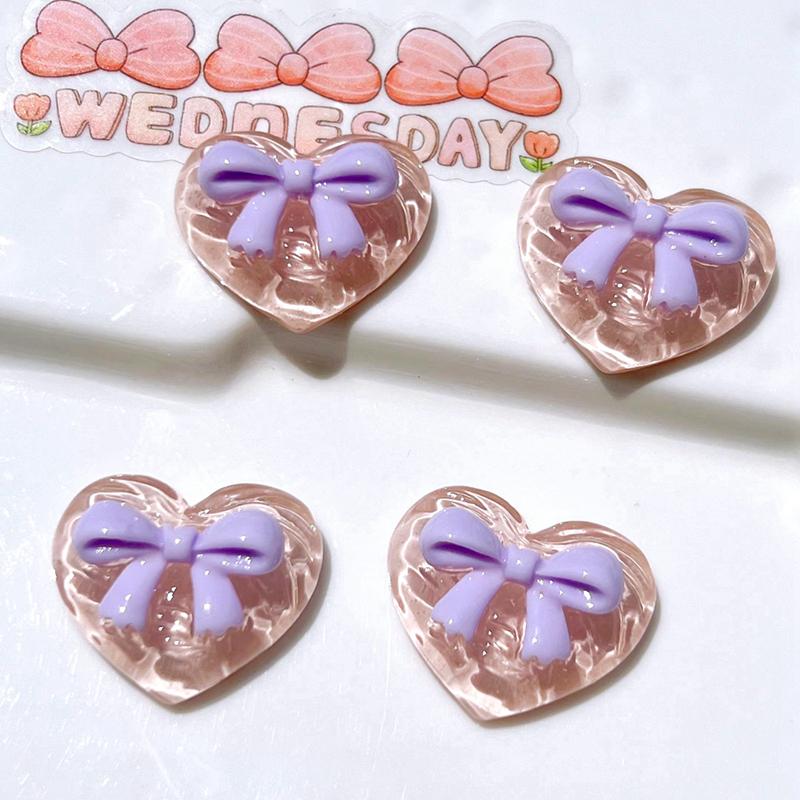10 Pcs New Cute Cartoon Transparent Heart Shape Butterfly Junction Resin Scrapbook Diy Jewellery Hairpin Accessories Craft A60