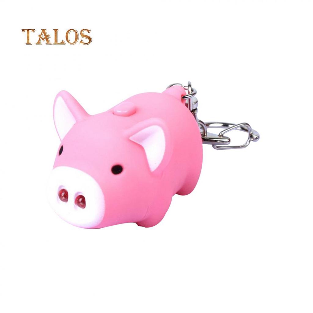 Cute Pig Style LED Light Sound Key Chain Keyring Car Bag Pendant Decoration Gift Suspension Trinket