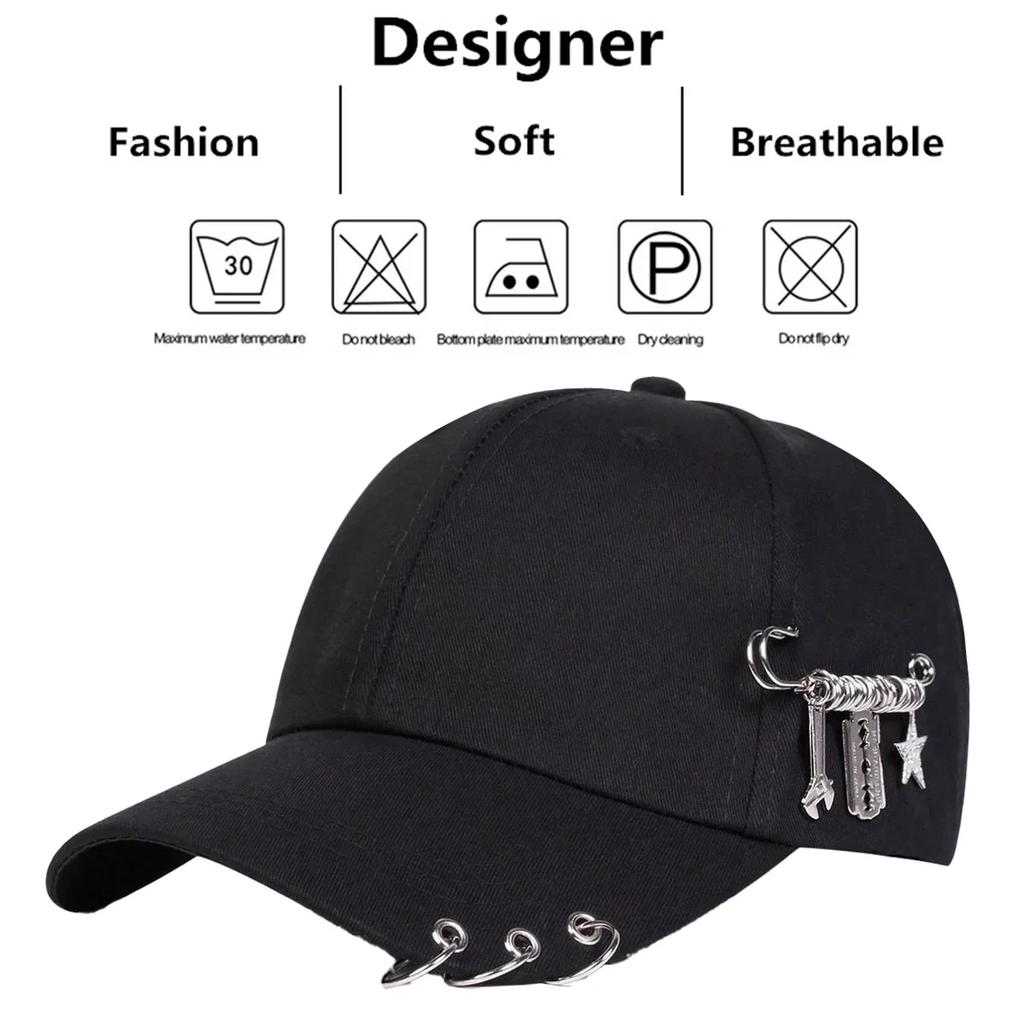 Women Iron Ring Baseball Caps Spring Autumn Outdoor Use Sunscreen Hat Adjustable Casual Trucker Hats For Men And
