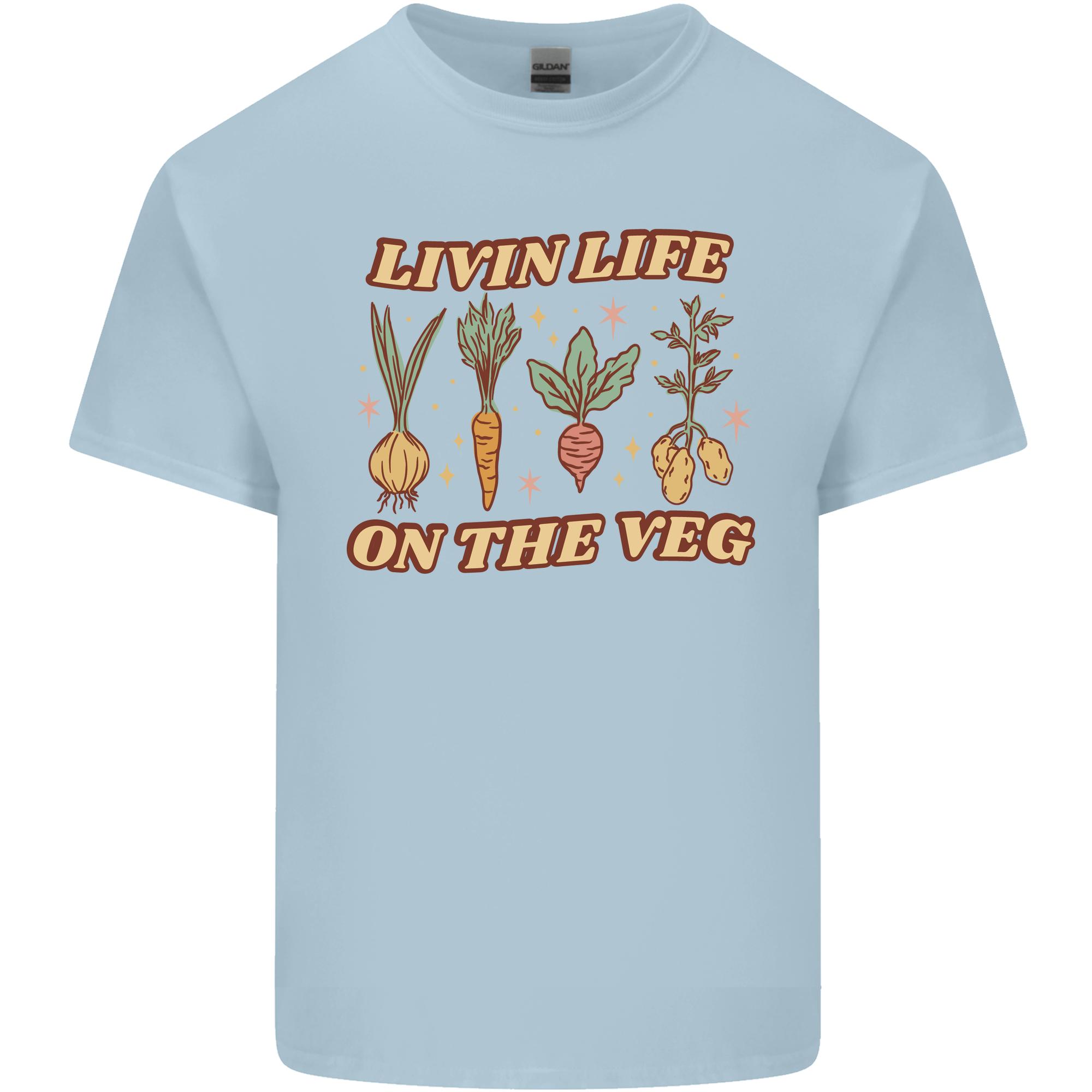 Vegan Living Life on the Veg Vegetarian Unisexs Light Cotton TShirt S