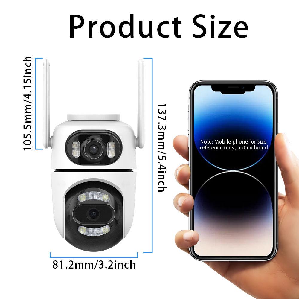 ICSee Dual-Lens 8MP HD Wireless Camera: 360° TPZ, Full Color, Waterproof for Indoor/Outdoor Use