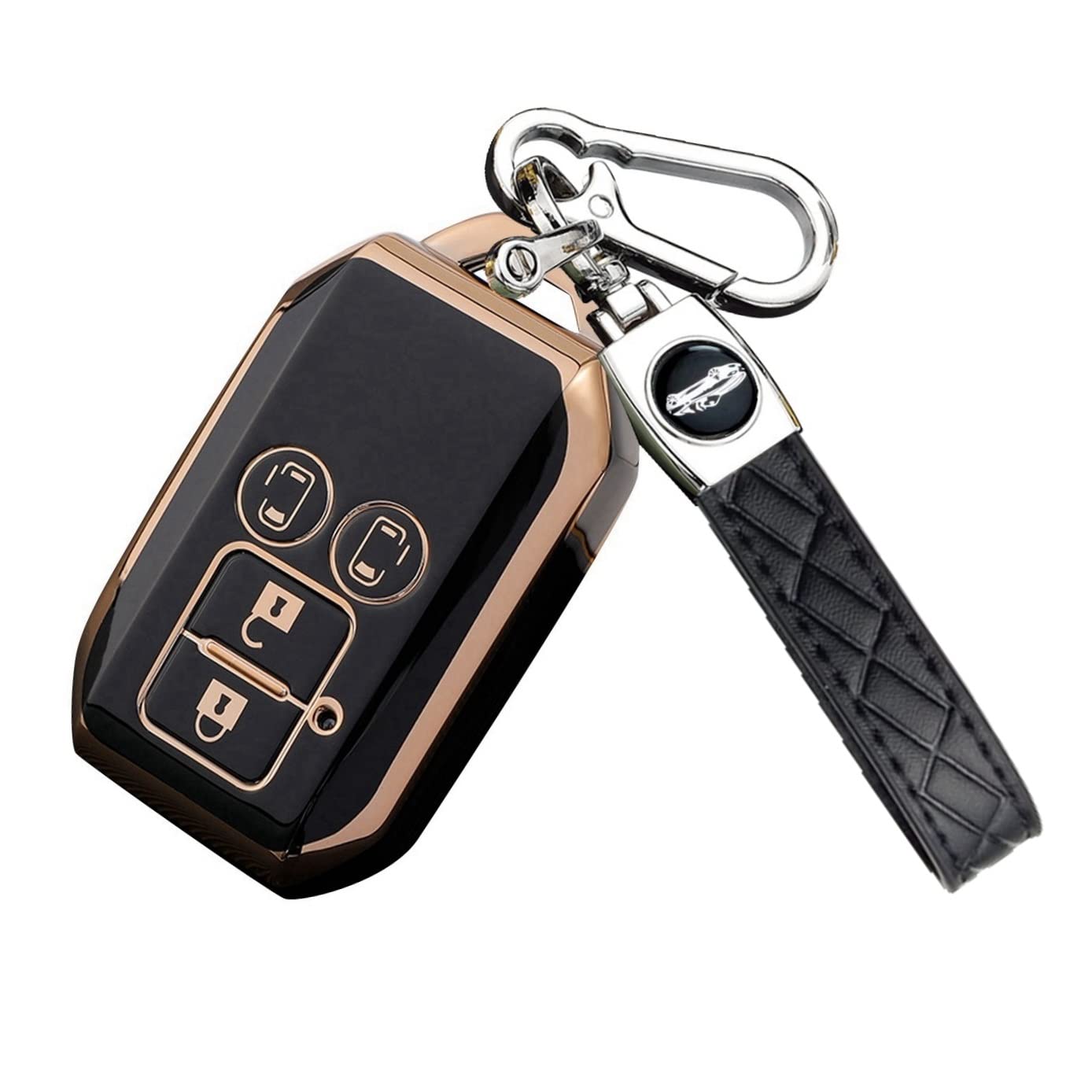 

YANMW Smart Key Key Key Holder for Suzuki New Spacia and Flair Wagon Case, Cover, (4 Buttons, Black) Hustler, Jimny, Custom, Solio,