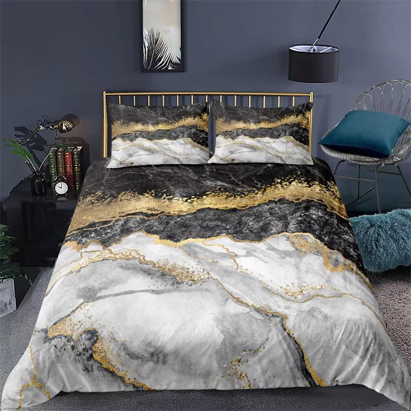 Chic Marble Duvet Cover Set Abstract Marble Texture Bedding Set Geometric Pattern Comforter Cover With Pillowcases Bedroom Decor