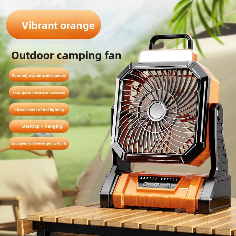 

Portable Camping Fan Rechargeable Battery Operated with Lights Outdoor Beach Tent Fan 4 Speed Adjustable Brightness Waterproof