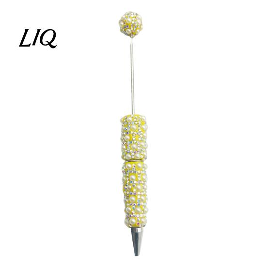 Faux Pearl Decorated Pen DIY Beadable Pen, Rhinestone Ballpoint Fancy Glitter for Crafting, Student Stationery Office Writing Tools Decorative