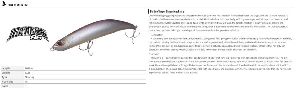 Sale OSP Bent Minnow 86F Floating Minnow Lure H-04 (7294)