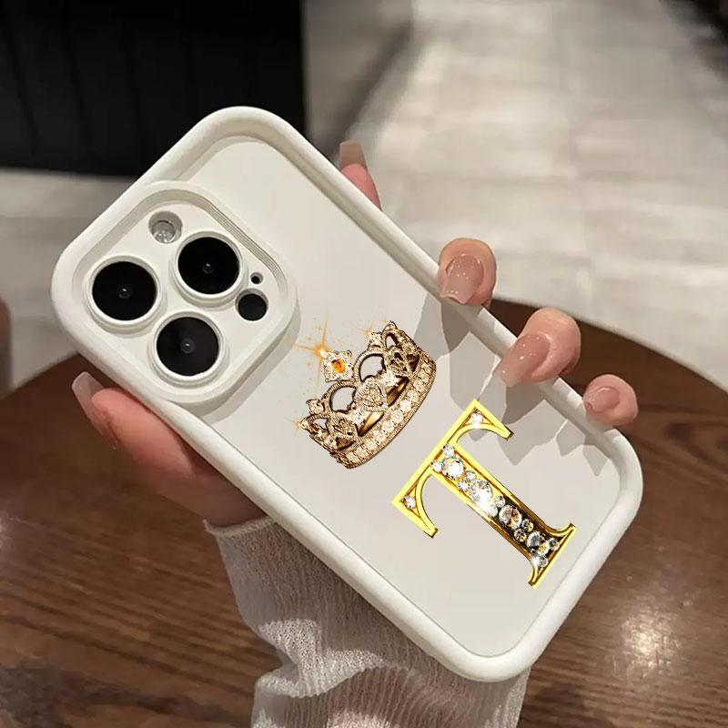 

Crown Initial Letter T W R N Phone Case for iPhone 16 Cases iPhone 15 14 13 12 Mini 11 Pro Max 16 Plus XS 15Pro Shockproof Cover iPhone X(XS)