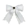 Set of 2 White Lace Ribbon Clips with Heart Jeweled Ribbons, Lolita, Dreamy Kawaii, Gothic Lolita Hair Clips, Hairpins, Hair Accessories [Used]