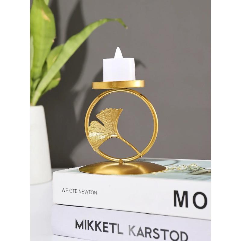 1pc Mini Gold Iron Candlestick Creative Simple Geometric Plate Romantic Candle Cup Table Decoration