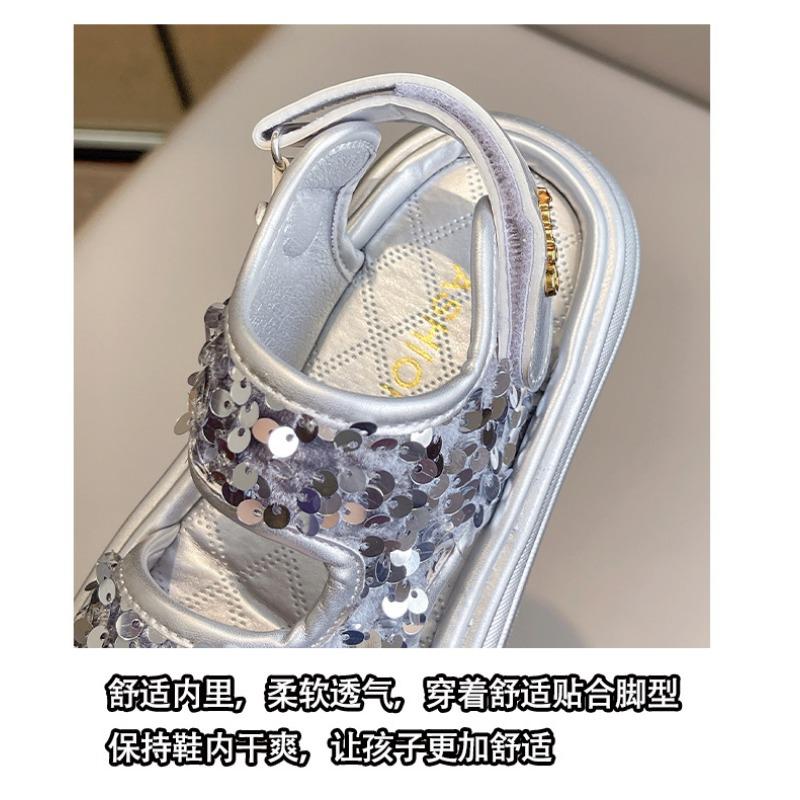 Girls Sequined Closed Toe Casual Summer Kids Sandals Korean Style Beach Sports Shoes