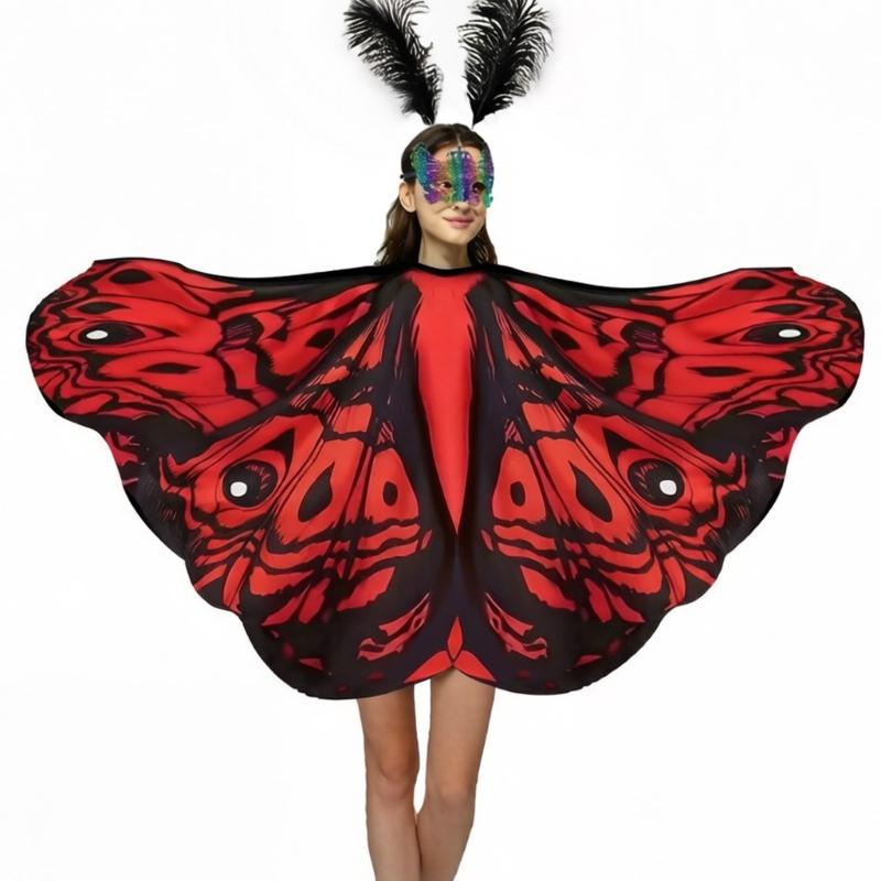 Elegant Moth Themed Costume Polyester Butterfly Wing Shawl Perfect For Halloween Event And Themed Parties