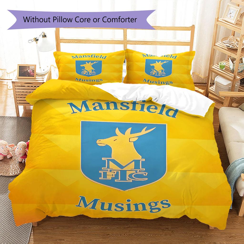 MansfieldFC Muster Bettwäsche Steppdecke Set Bettbezug Kissenbezug Heimdekoration Geburtstagsgeschenk (1 Bettbezug + 2 Kissenbezüge, ohne Füllung)