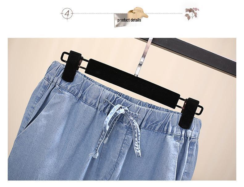 2026 Women's Korean Style High-Waisted Tencel Denim Wide-Leg Pants