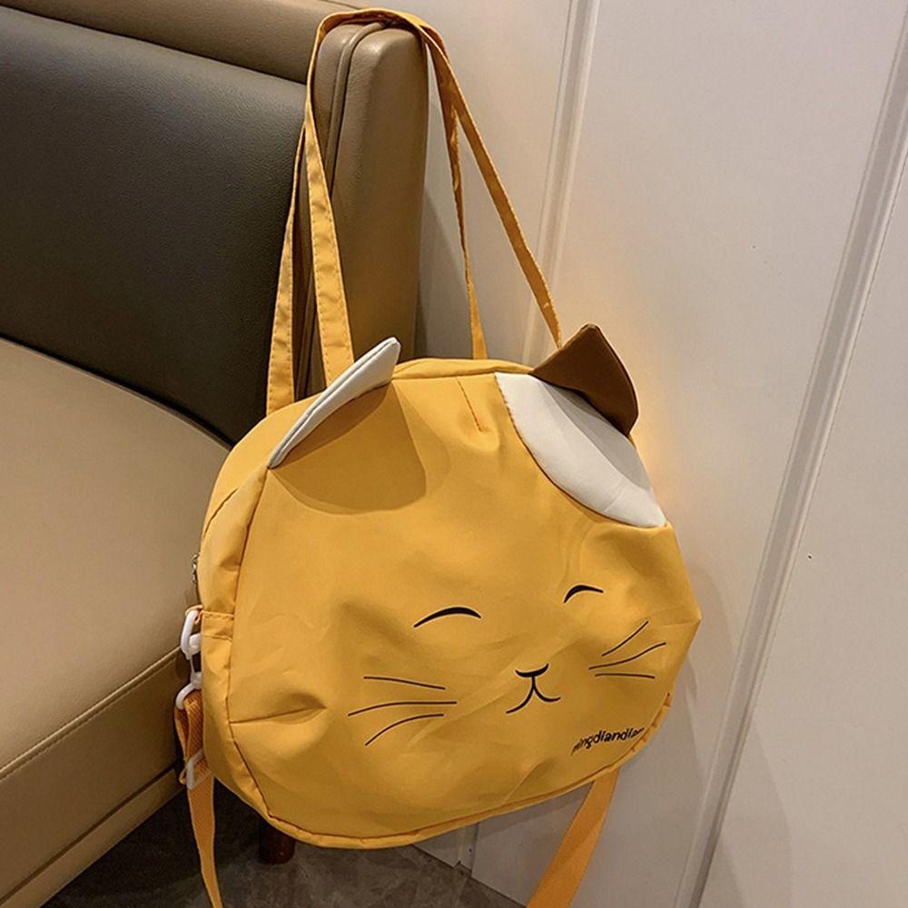 Canvas Nylon Prints Cat Messenger Bag Large Capacity Crossbody Bag Fashionable Handbag  Girl