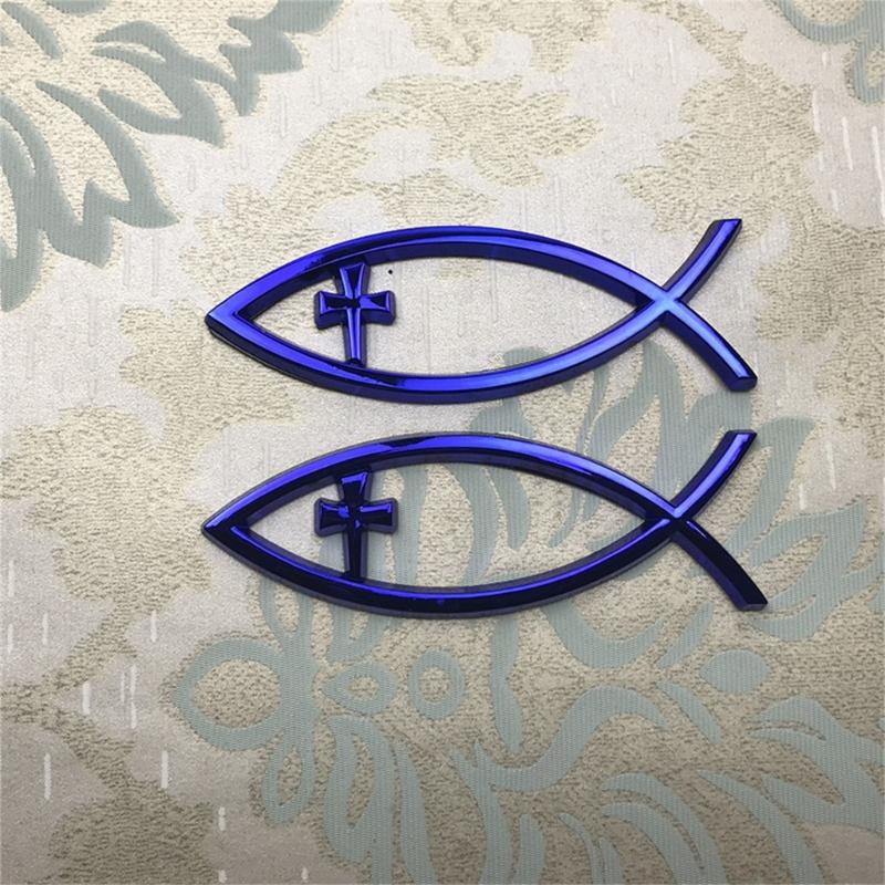 Savior Ichthys Fish Car Stickers Long Lasting Adhesive Badges Waterproof Car Decal Acrylic for Laptops & Refrigerators