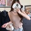 #Autumn and Winter New Polished Wide Strap Vest Inner Slim and Thin Irregular Hem Fixed Cup Short