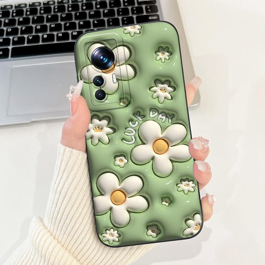 Für Xiaomi 12 12s 12x 12T Pro 12s Pro 12 Lite 12Ultra Handyhülle Flüssigsilikon Weiche Rückabdeckung Kaninchen Panda Blume Capa Tasche