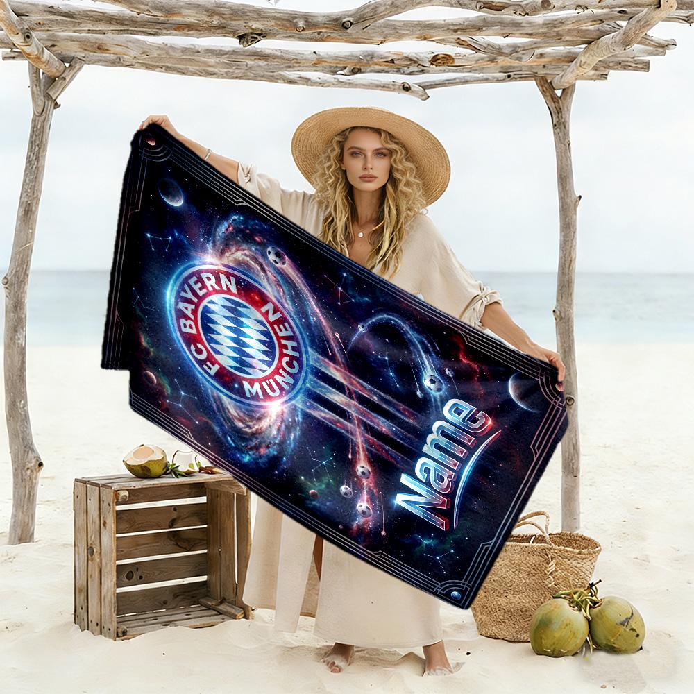 Bayern Munich Cosmic Jersey Customize Your Name Beach Towel Soft Durable Quick-Dry