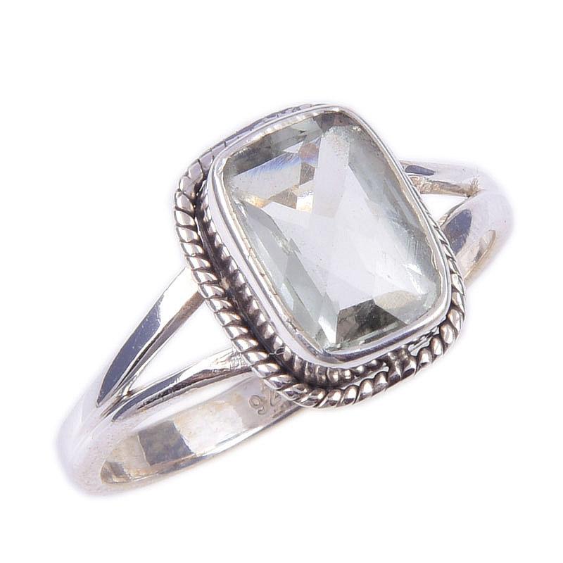 Natürlicher Grüner Amethyst Edelstein Handgefertigt 925 Massiv Sterling Silber Ring S.9 g6y58