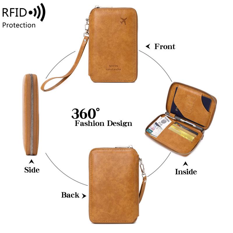 RFID Passport Holder: Anti-theft Travel Wallet with Zipper, Large Capacity for Tickets and Documents