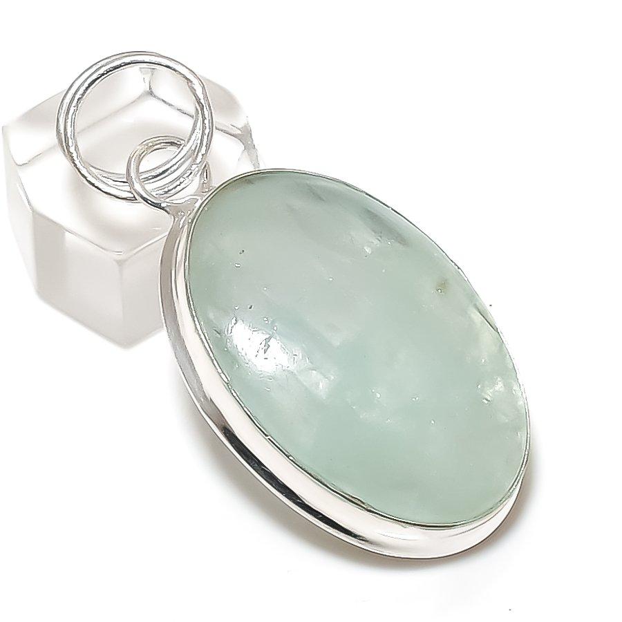 

Natural Prehnite Gemstone 925 Sterling Silver Jewelry Pendant 2.09 E2Q71