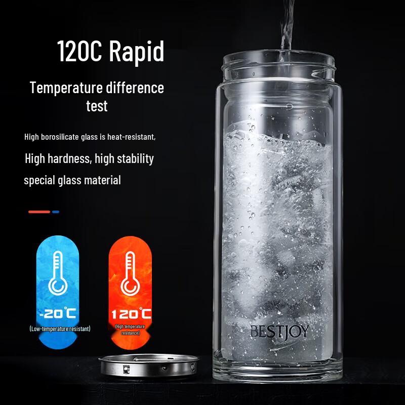 Fuguang Portable Double-Layer Glass Tea Cup