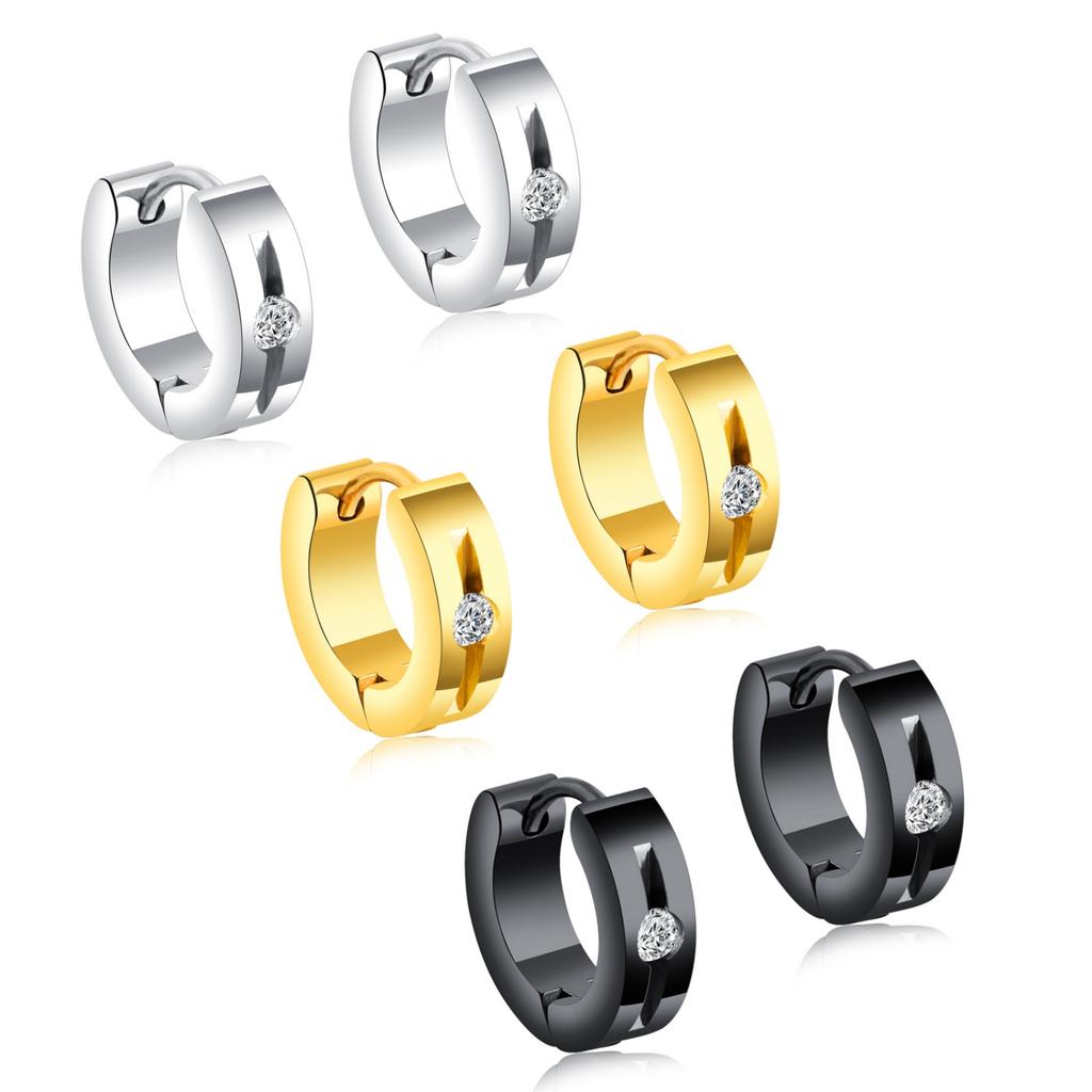 New in Trendy Minimalist Stainless Steel Hoops Ear Piercings Earrings Round for Men Woman Waterproof Vintage Jewelry Decoration