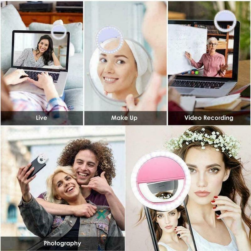 LED Portable Light Night Phone Flash Light Led Camera Clip-on Mobile Phone Selfie Ring Light Video Usb Charging For All Phone