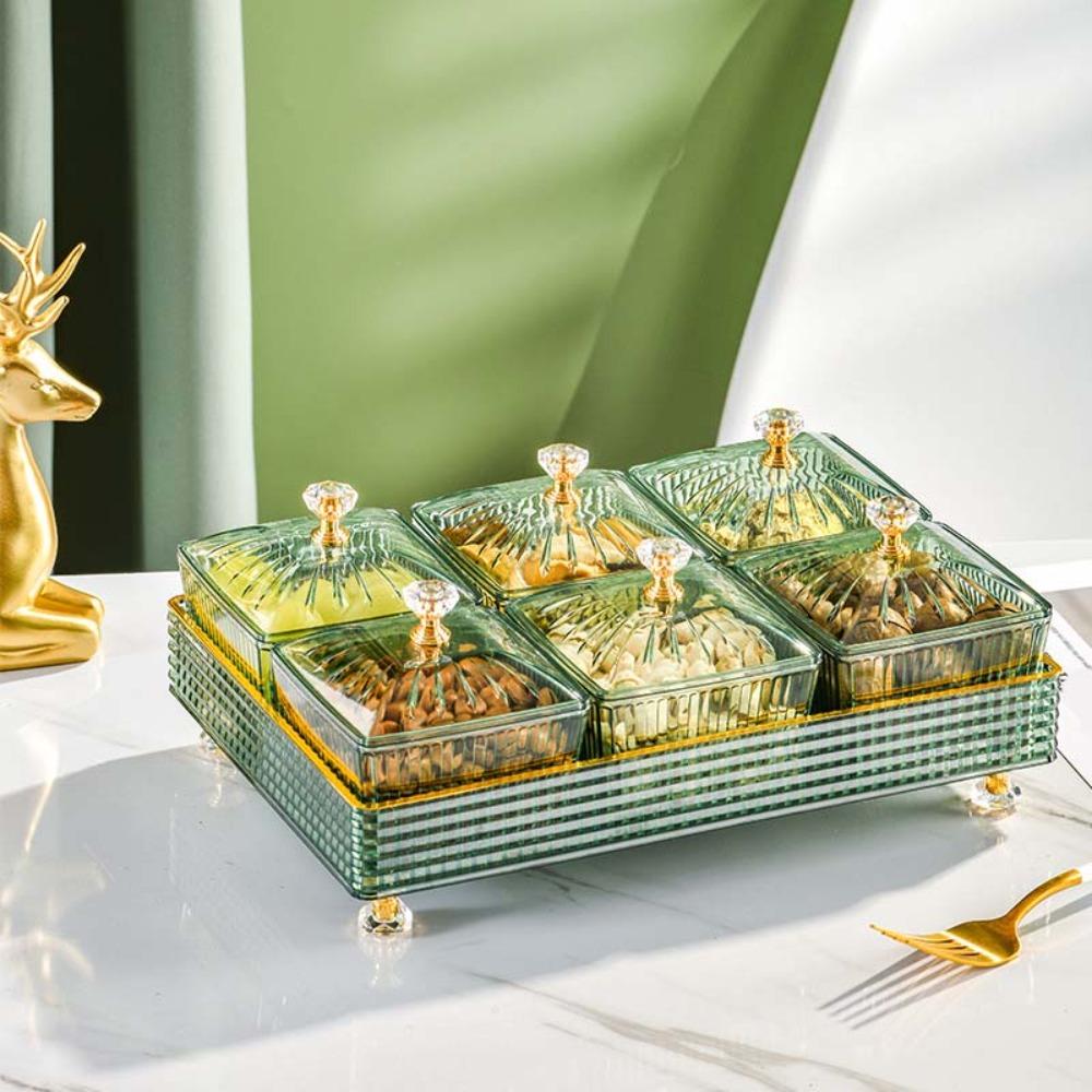 4\6Pcs Elegant Nordic Fruit Plate Light Luxury Cake Container Sugar Plate with Lid Refreshment