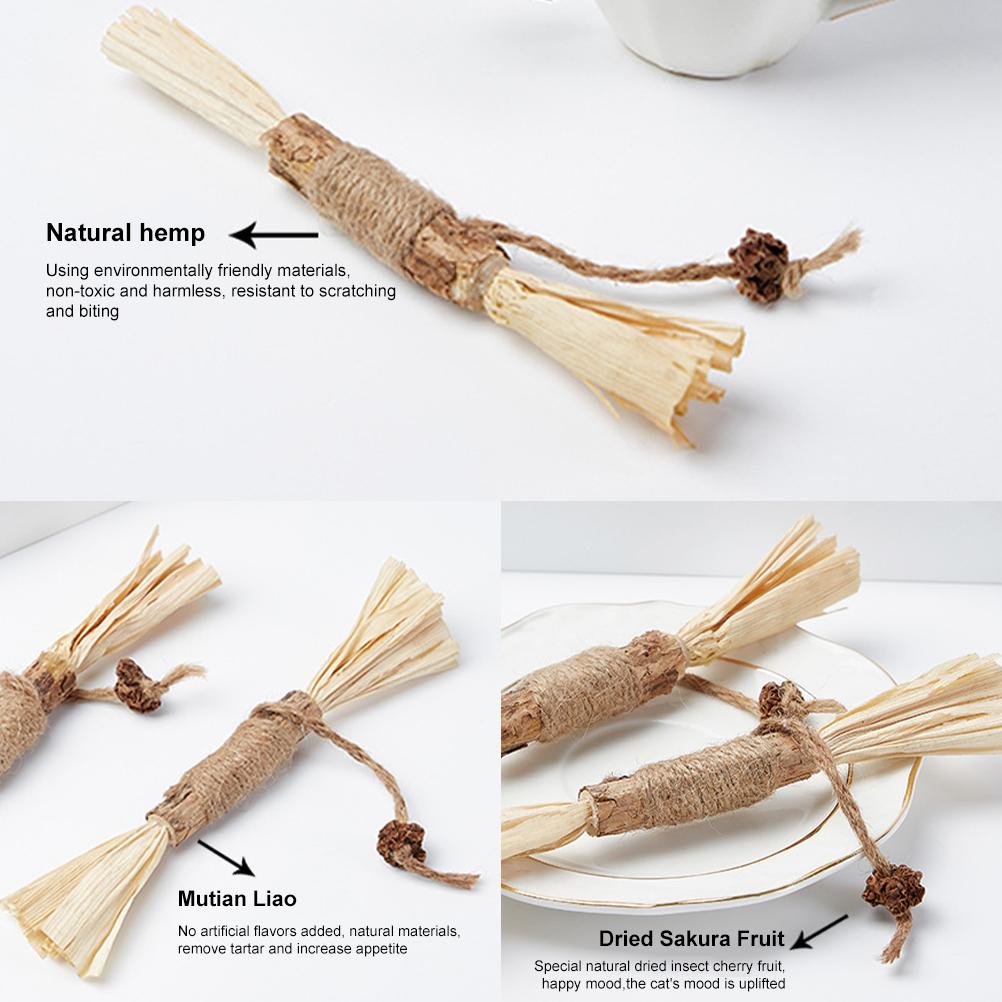 2PCS Cat Toys Kitten Teething Chew Toys Natural Chew Sticks for Pet Teeth Cleaning
