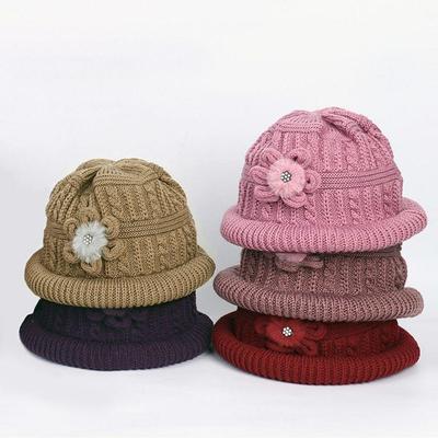 Women's Winter Daily Thick Knit Fleece Middle-Aged Beanie Hat