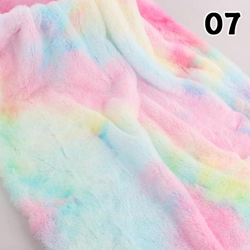 1M Shaggy Batik Kunsthasenfell Stoff Farbverlauf Regenbogen Flauschiger Fellstoff Für DIY Nähen Kleidung Schal Teppich Cosplay Kostüm