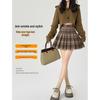 Korean Style Wool Plaid Pleated Mini Skirt for Women - High Waist A-line Slimming Design