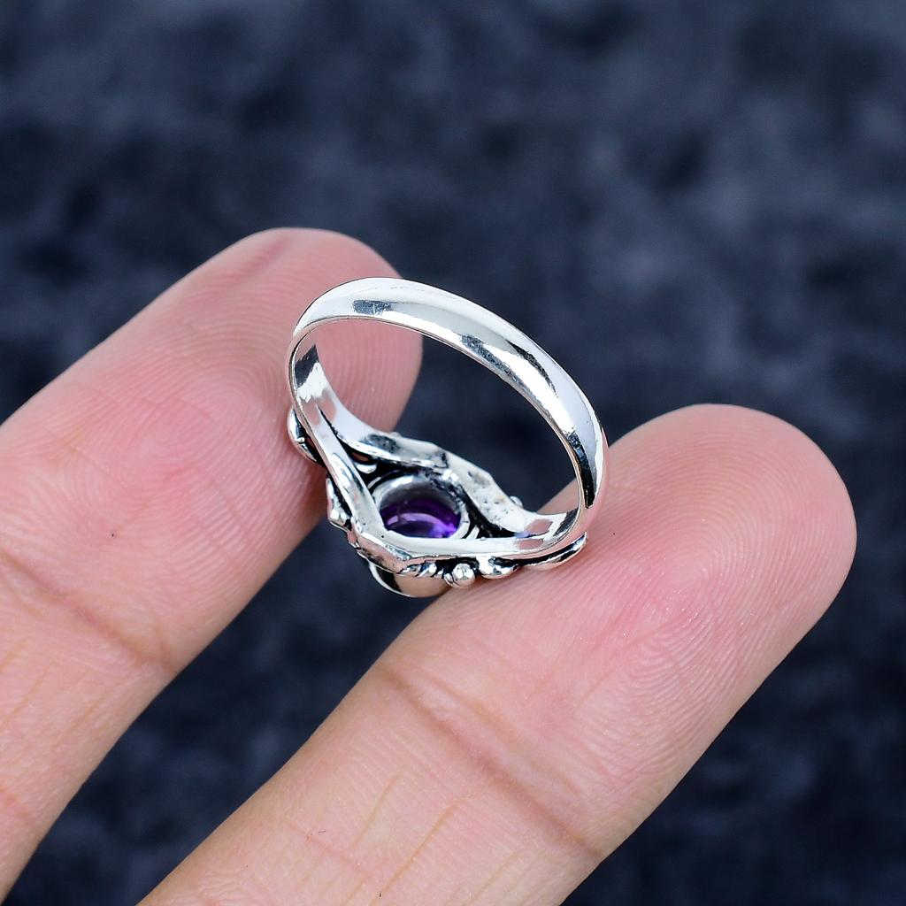 Sage Amethyst Gemstone Handmade 925 Sterling Silver Jewelry Ring Size 9 MM-3445