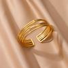 Stainless Steel Bangles Bracelets for Women Gold Color Geometric Texture Open Cuff Bangle Bracelet Femme Vintage Jewelry