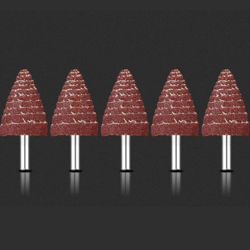 Vielseitige 5 Stück Kegelförmige Schleifpapier Entgratungs-Schleif-Polier-Lamellenschleifscheibe Schleifkopf für Tieflochpolitur