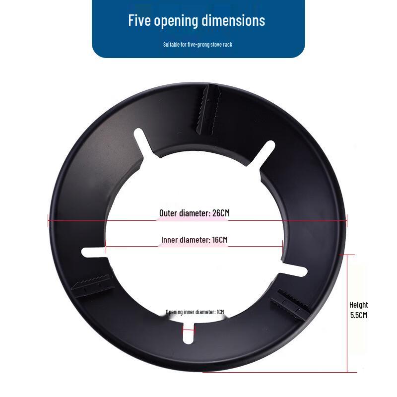 Baishengnu Enamel 8-Prong Windproof Gas Stove Wind Deflector Ring, Black (3-Pack)