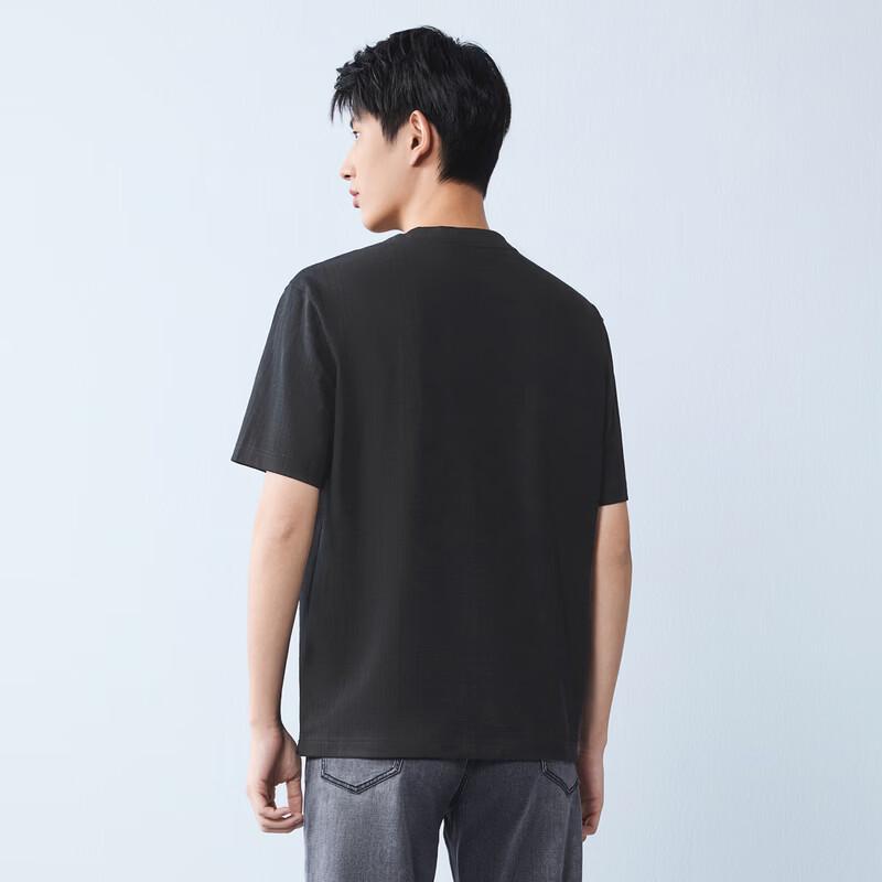 SEVEN Men's Jacquard Round Neck Short Sleeve T-Shirt