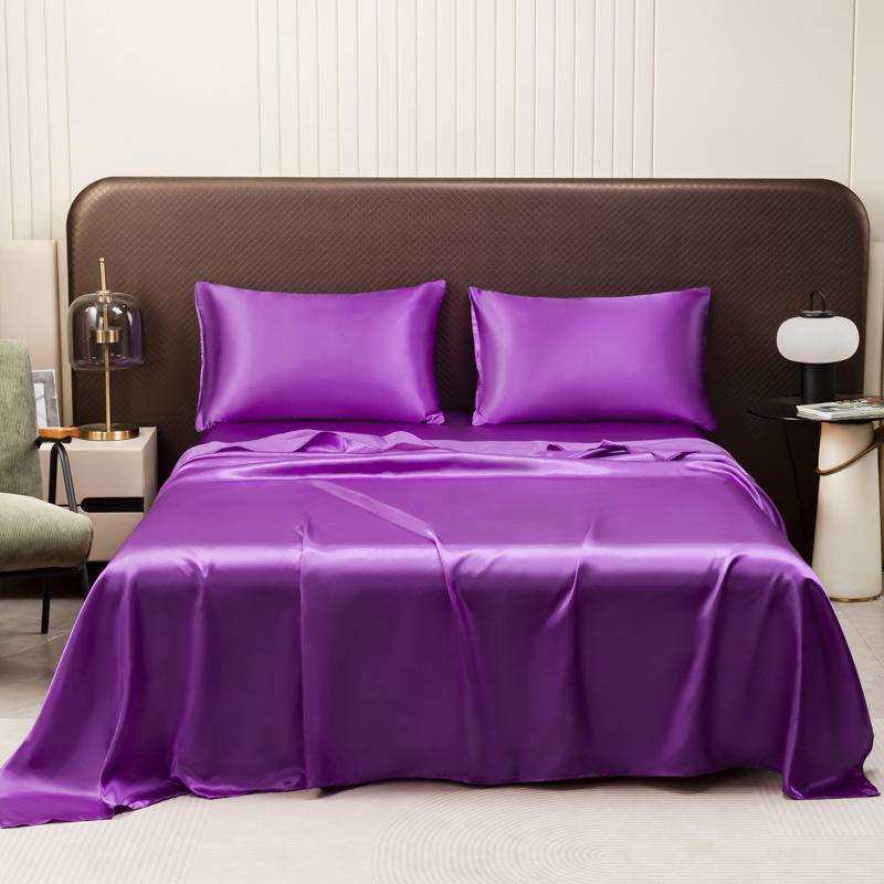 Satin Sheet and Pillowcase Set Smooth Bed Sheet Sets for Summer Satin Silk Flat Sheet With Pillowcase Includes Flat Sheet