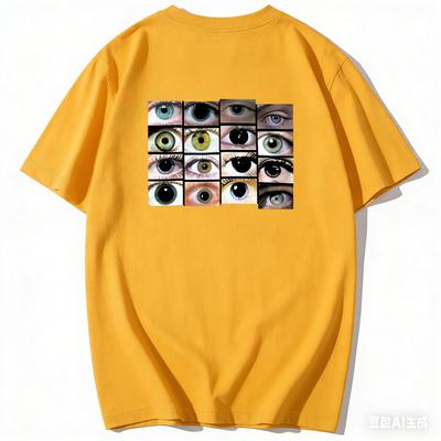 Eyes Printed Harajuku Y2K Tshirt Hip Hop Street Dress Tshirt Casual Loose Cottont  Shirt Fashion Gothic Tops Unisex